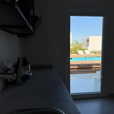 Minimal Cream Pool-front In Apartment